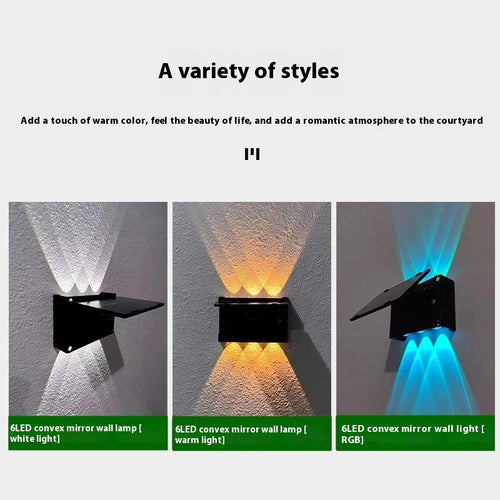 Solar RGB Wall Lamp – 6 LED, Color Changing, Outdoor Waterproof