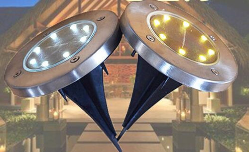 Solar Ground Lights – 8 LED, IP65 Waterproof, Pack of 4
